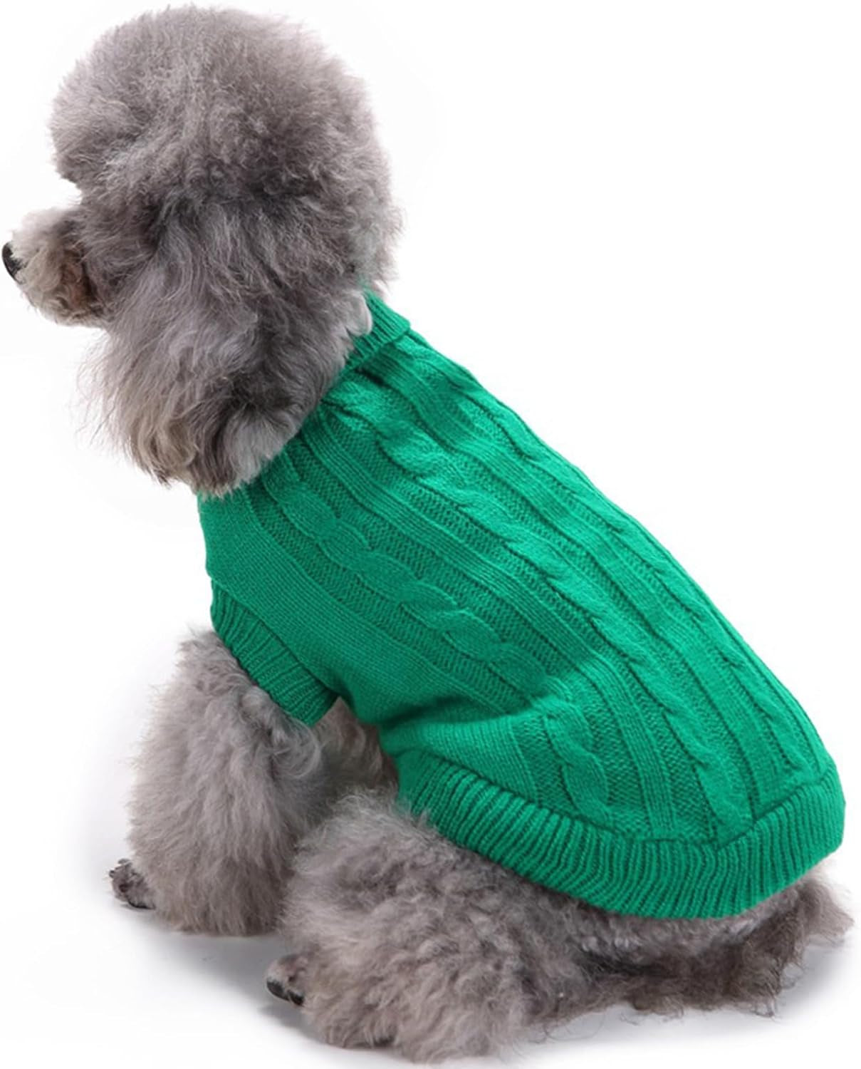 Small Dog Sweaters Knitted Pet Cat Warm Dog Sweatshirt Winter Clothes Kitten Puppy Sweater (Xx-Small, Green)