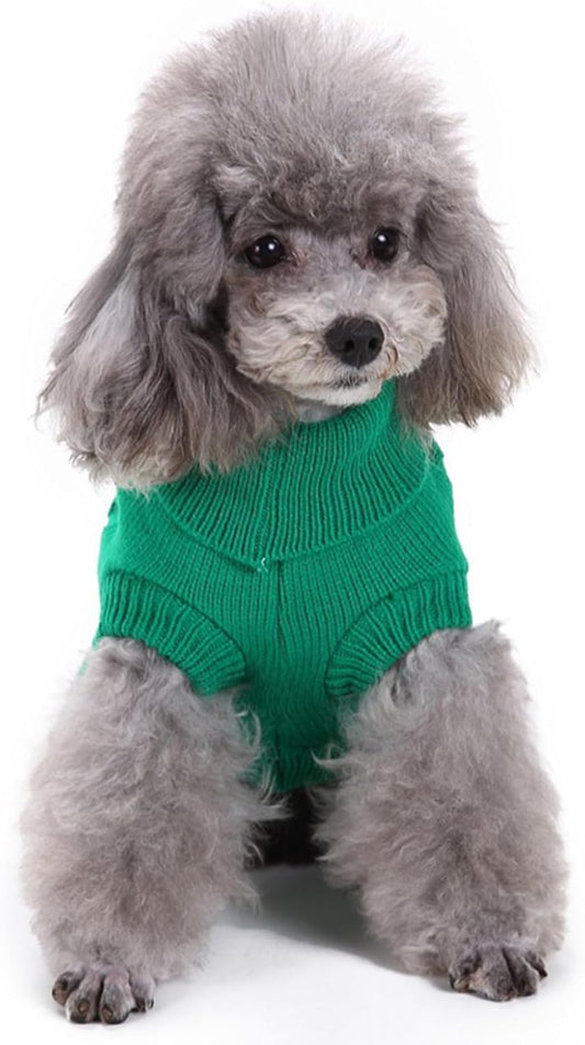 Small Dog Sweaters Knitted Pet Cat Warm Dog Sweatshirt Winter Clothes Kitten Puppy Sweater (Xx-Small, Green)