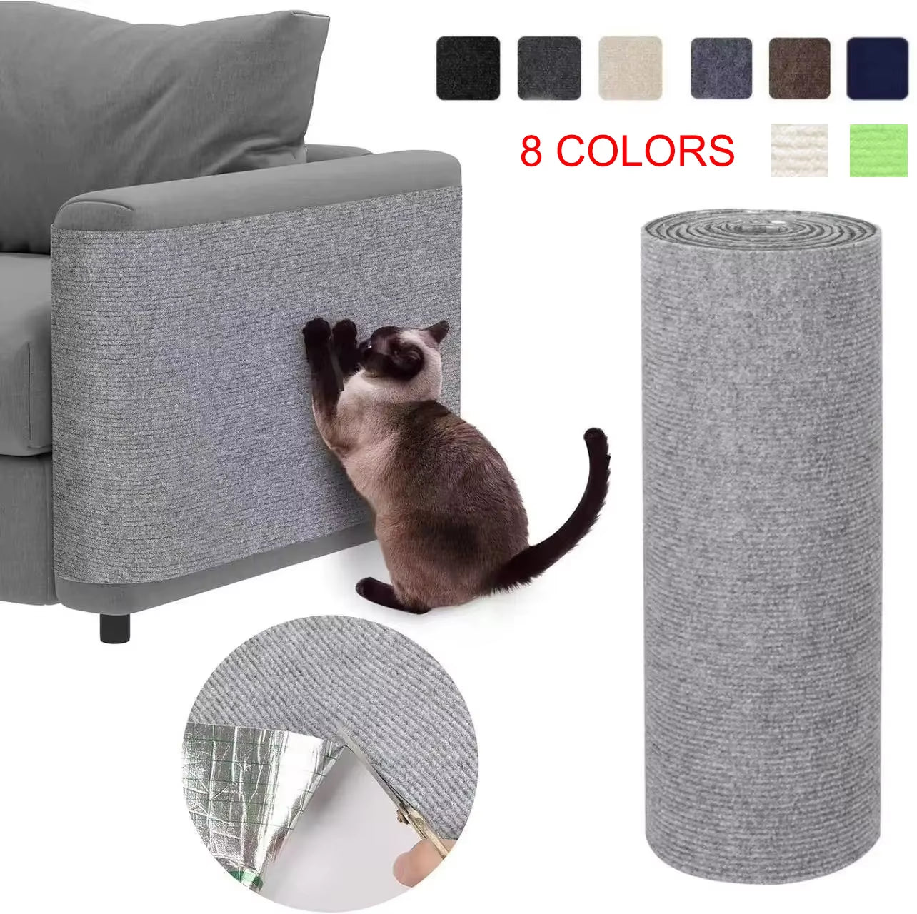 Self-Adhesive Cat Scratching Mat Trimmable Cat Carpet Cat Scratching Carpet Corner Wall Cat DIY Scratch Sofa Furniture Protector