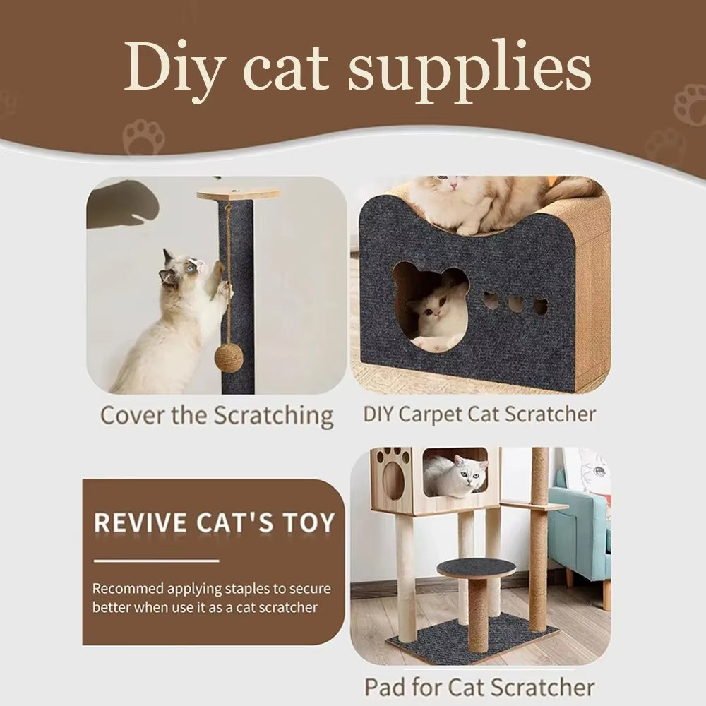 Self-Adhesive Cat Scratching Mat Trimmable Cat Carpet Cat Scratching Carpet Corner Wall Cat DIY Scratch Sofa Furniture Protector