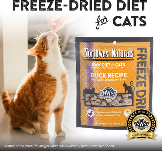 Freeze-Dried Duck Cat & Kitten Food – Bite-Sized Nibbles – Healthy, Limited, Human-Grade Ingredients, All-Natural, High-Protein – Complete & Balanced, Grain-Free – 11 Oz (Pack of 3)
